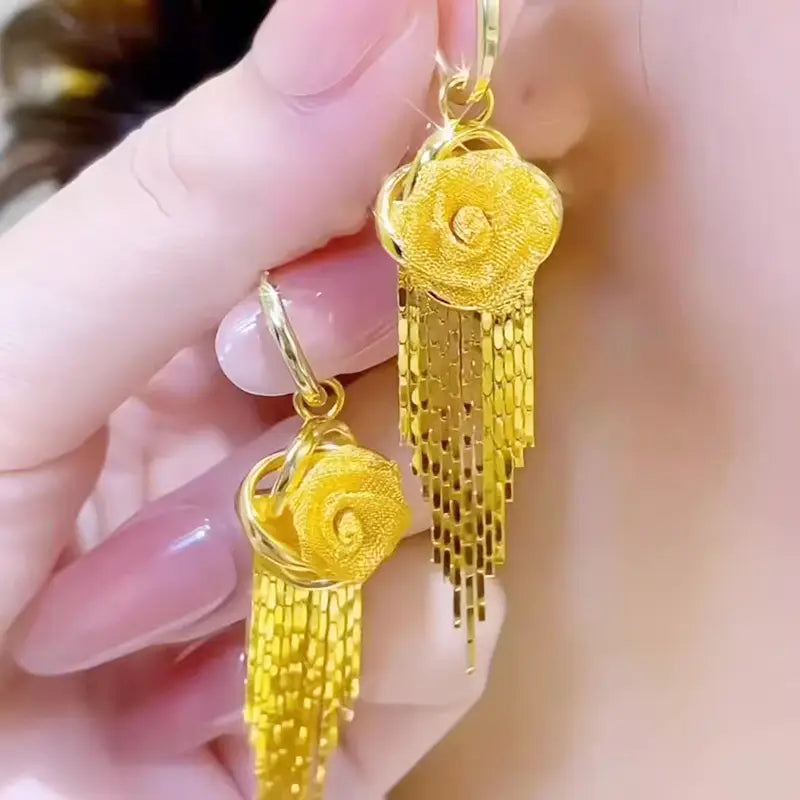 Golden Flowers Ear Rings