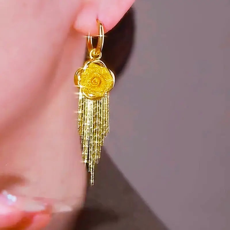 Golden Flowers Ear Rings